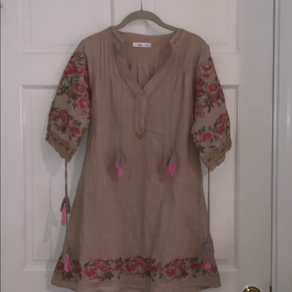 Cream Dress with Embroidery